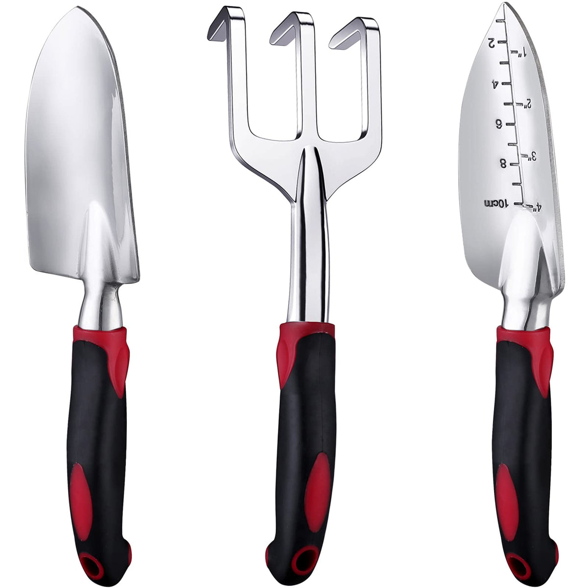FANHAO Garden Tools Set, 3 Piece Heavy Duty Gardening Tools Cast Aluminum with Soft Rubberized Non-Slip Handle, Durable Garden Hand Tools Garden Gifts for Men Women