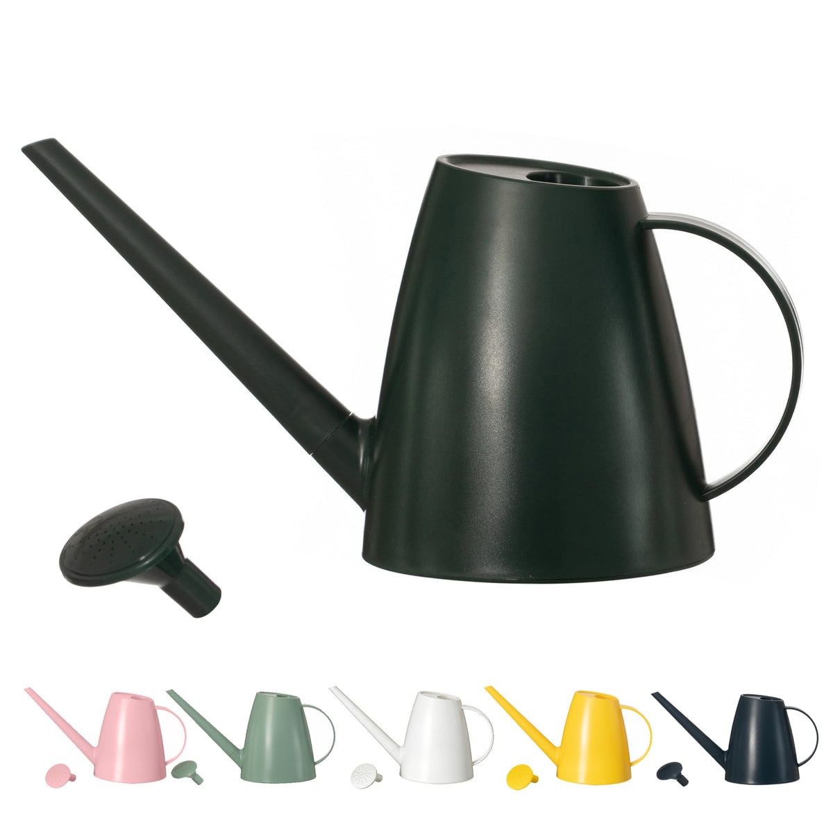 Modern 1.8 Liter Plastic Watering Can with Detachable Spout and Sprinkler Head, Designed for Controlled Pouring and Easy Handling, White