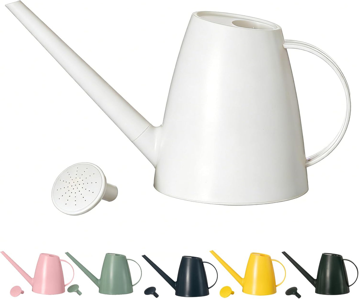 Modern 1.8 Liter Plastic Watering Can with Detachable Spout and Sprinkler Head, Designed for Controlled Pouring and Easy Handling, White
