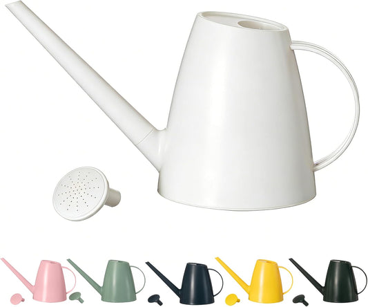 Modern 1.8 Liter Plastic Watering Can with Detachable Spout and Sprinkler Head, Designed for Controlled Pouring and Easy Handling, White