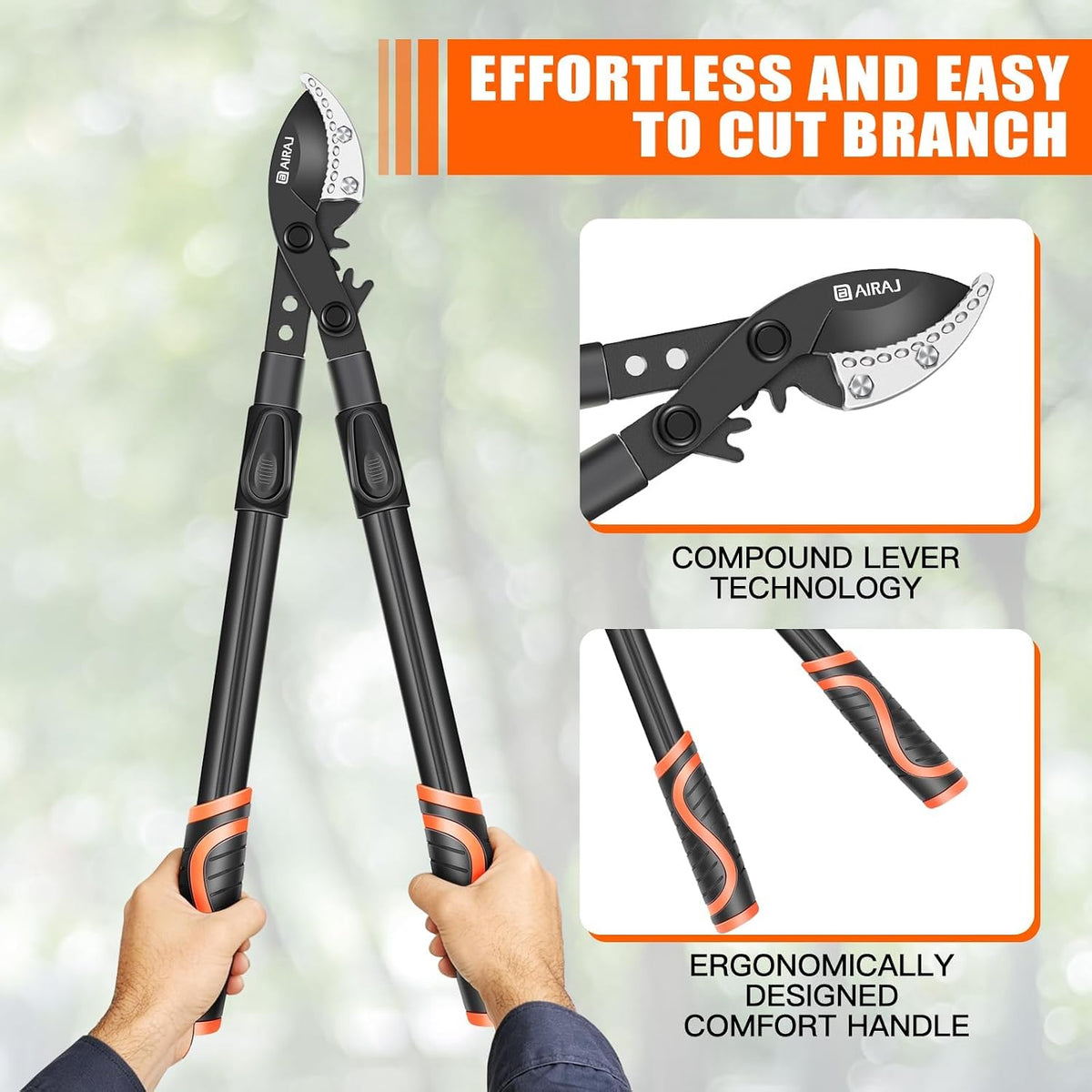 AIRAJ Anvil Loppers for Tree Trimmer Heavy Duty, 26-39'' Tree Branch Cutter