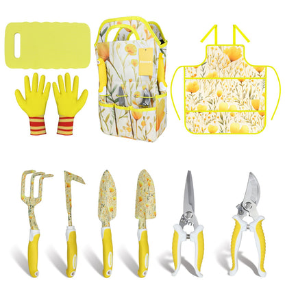 Pink Garden Tool Sets 4-Piece, Aluminum Gardening Hand Tool Kit