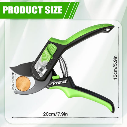 AIRAJ 8" Bypass Garden Shears,1.57”Cut Garden Scissors Pruning Shears Tools