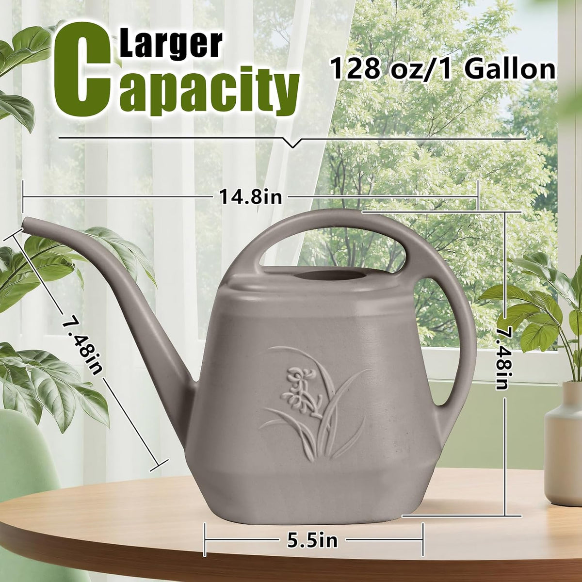 Plastic Watering Can -Coffee Color - 1 Gallon