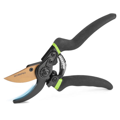 WORKPRO Pruning Shears, Garden Clippers with SK5 Steel Blades, 8" Bypass