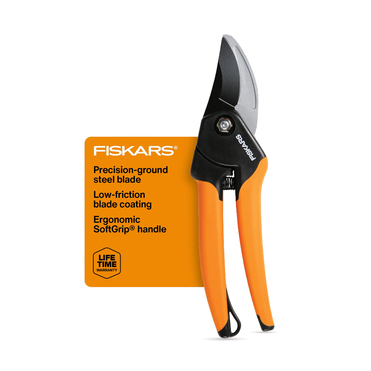 Fiskars SoftGrip Bypass Pruning Shears, 5/8” Cut Capacity Garden Clippers