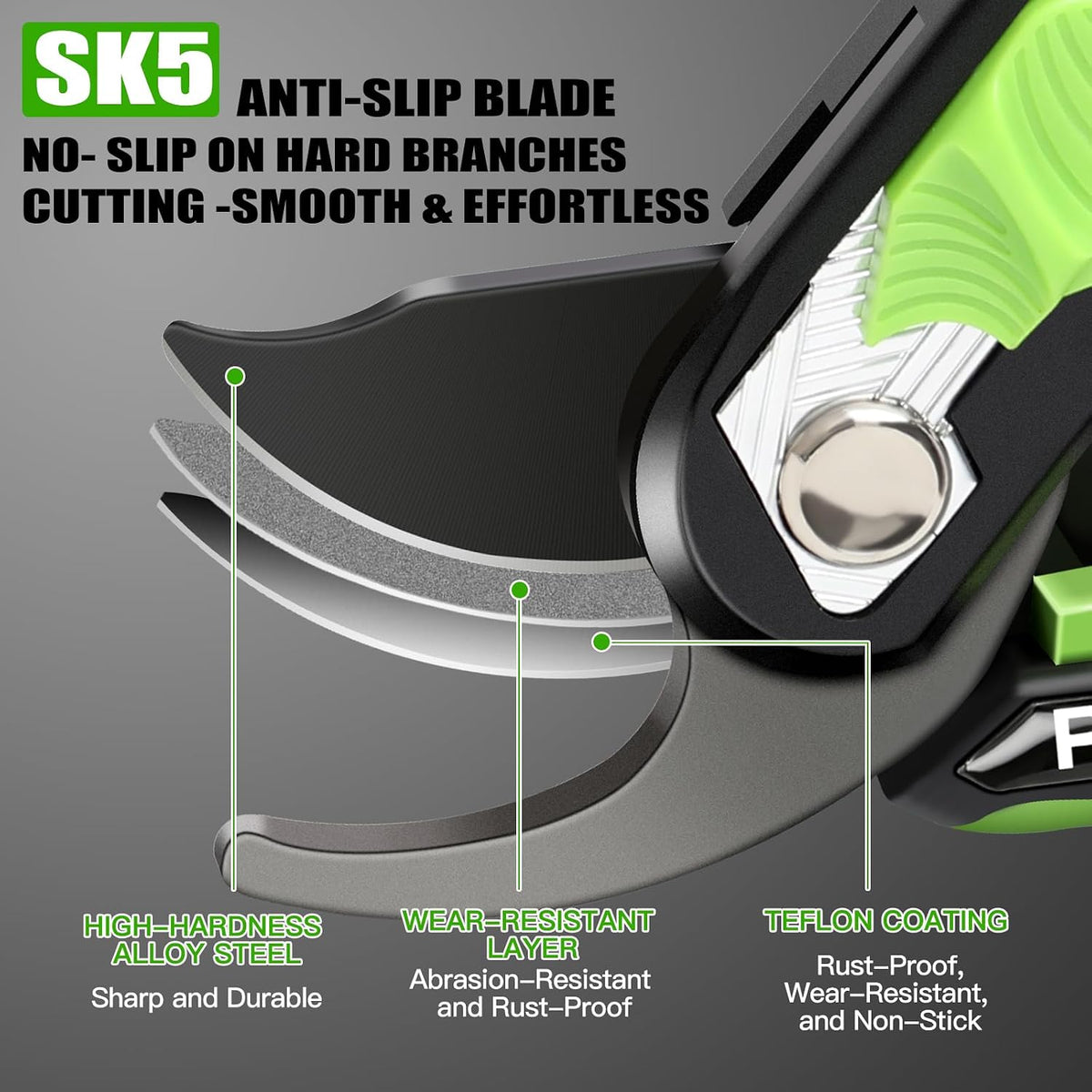 AIRAJ 8" Bypass Garden Shears,1.57”Cut Garden Scissors Pruning Shears Tools