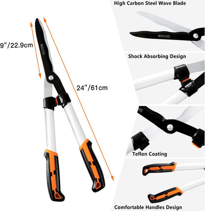 GARCARE Hedge Clippers Pruning Shears 4 in 1 Set Garden Pruning Tool Set