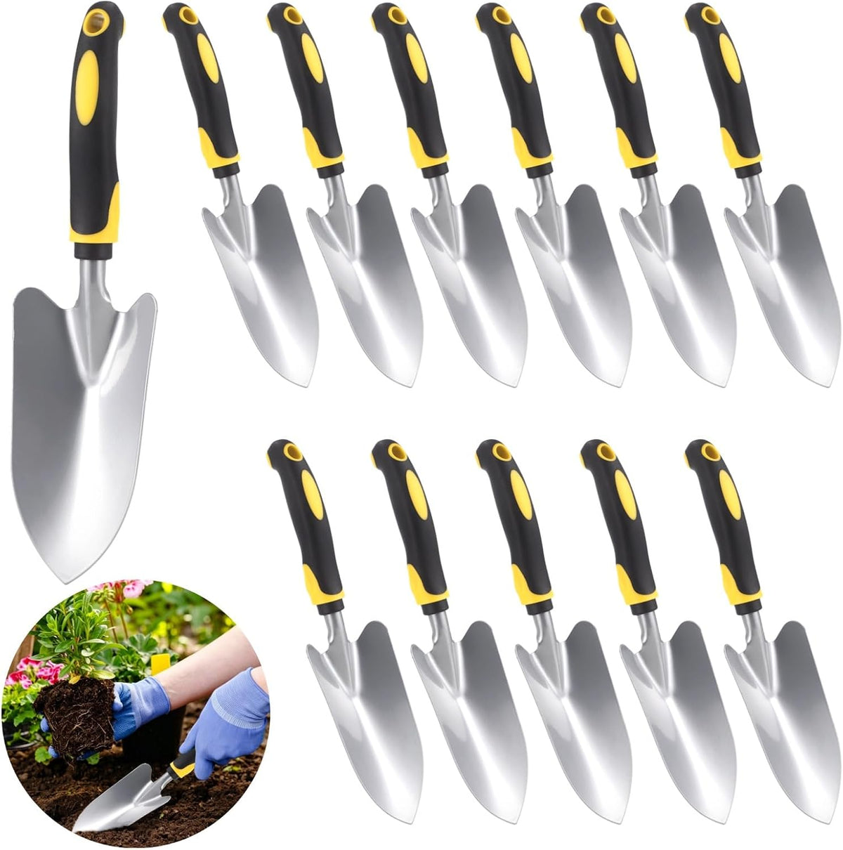 12 Pcs Stainless Steel Gardening Trowel Heavy Duty Metal Trowel Garden Tool