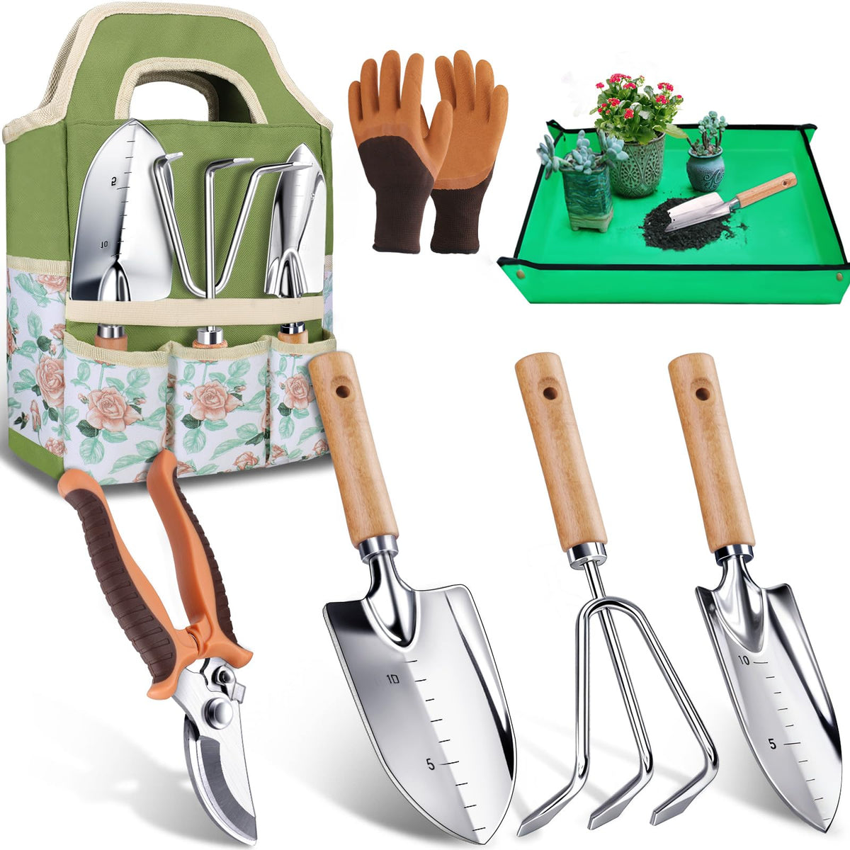 Kynup Garden Tool Set, Heavy Duty Aluminum Gardening Tools with Storage Bag
