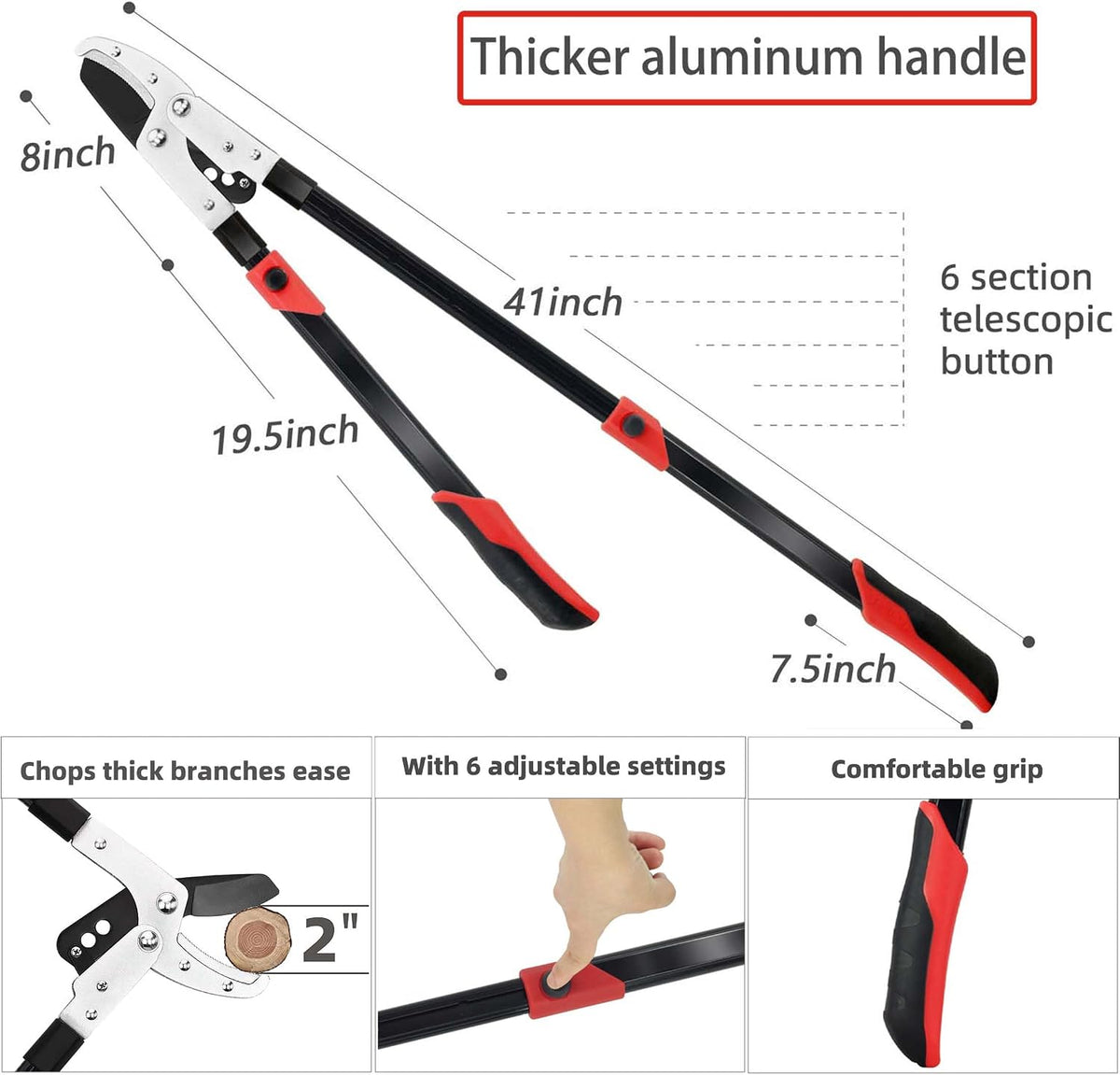 YRTSH Loppers Branch Cutter Heavy Duty Tree Trimmer with Compound Action