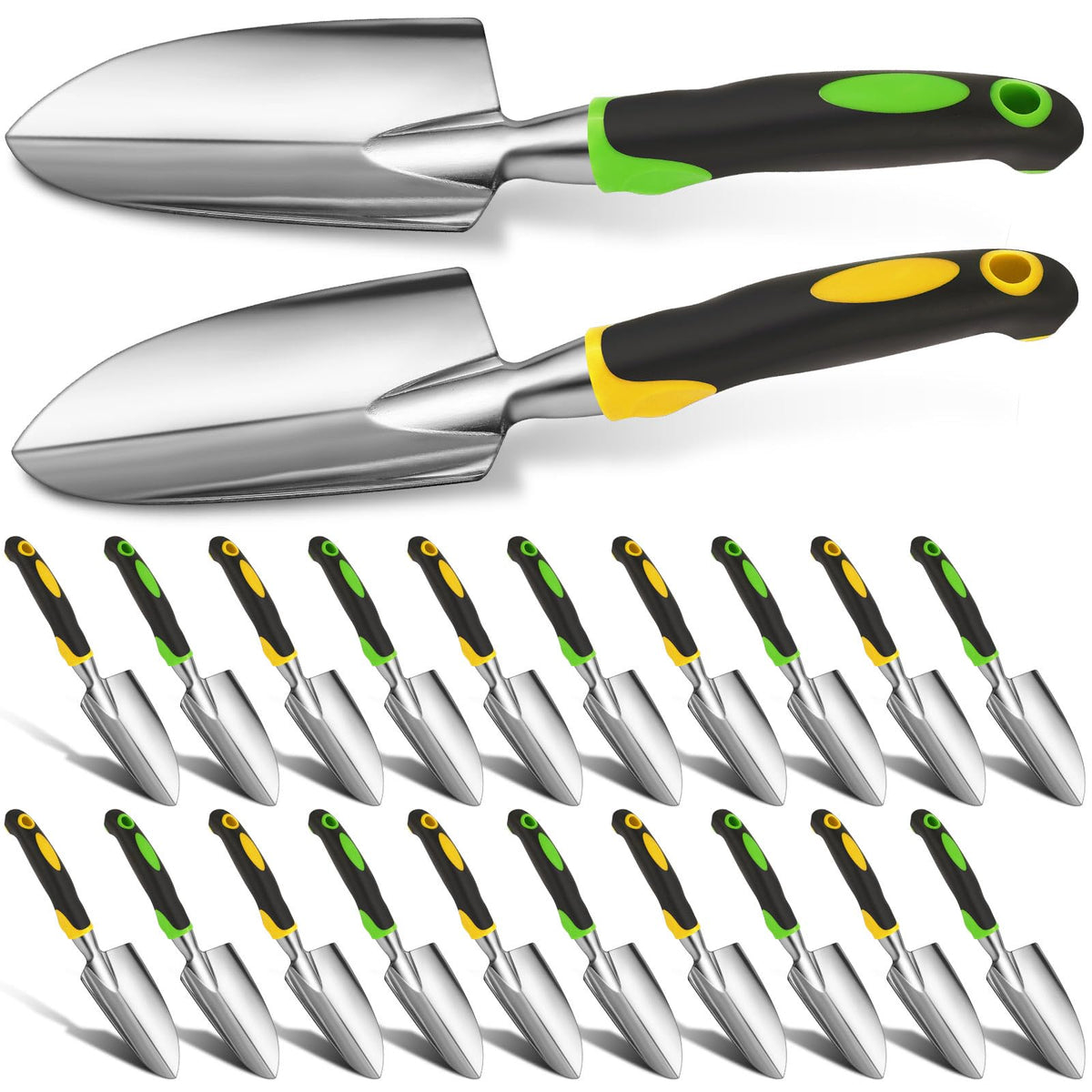 Product Image Yaocom Garden Shovel Aluminum Alloy Heavy Duty Trowel Garden Tool Small Shovels for Digging Metal Hand Trowel Spade with Soft TPR Handle for Lawn Yard Farm Home Shop Planting(12 Pcs)
