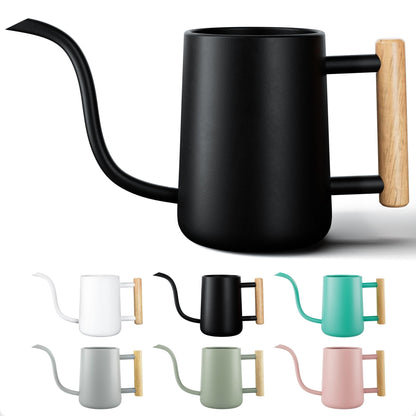 Metal Small Indoor Watering Can with Long Spout & Real Wood Handle, 35oz
