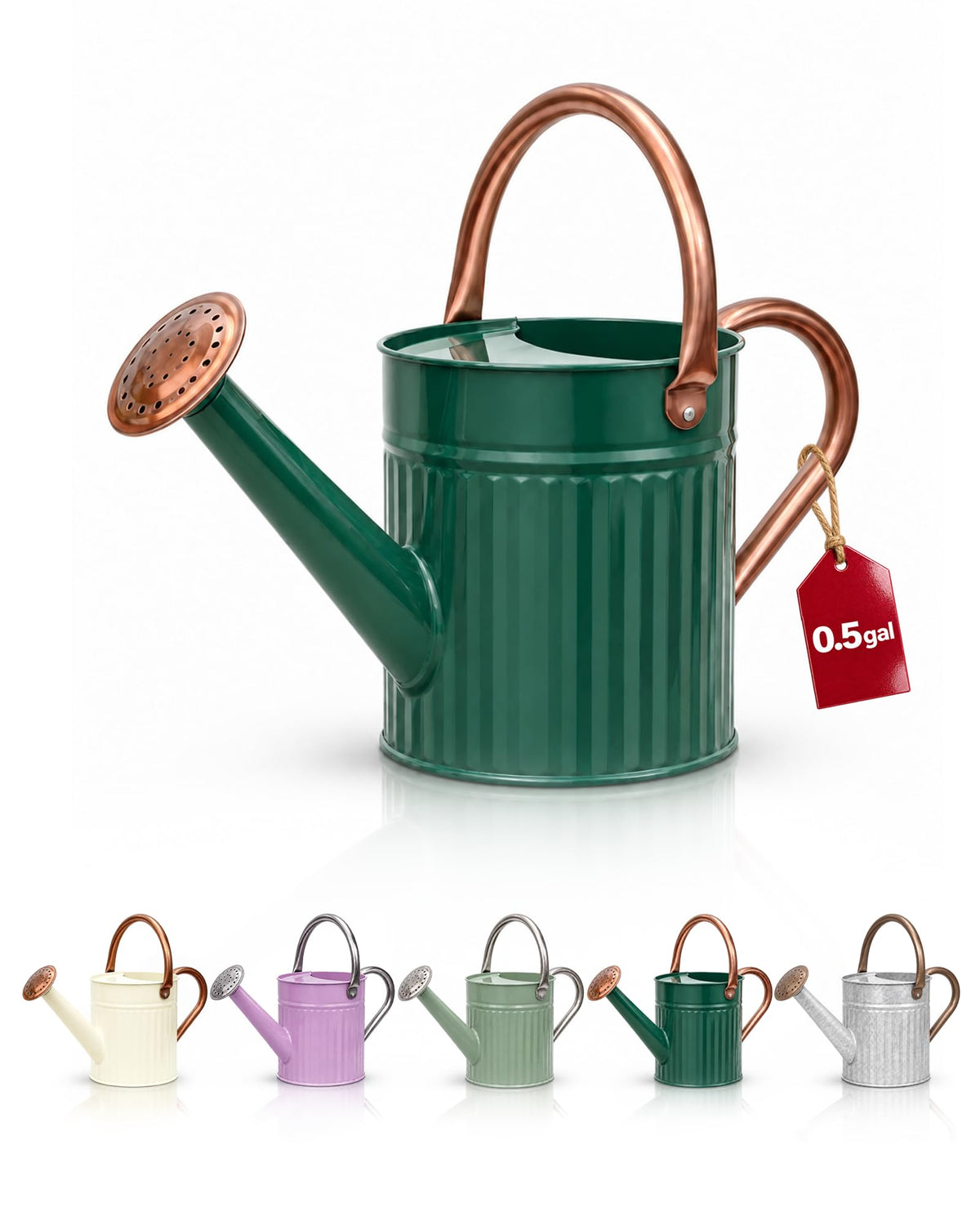 Bamworld Metal Watering Can for Indoor Outdoor Plant 1/2 Gallon Creamy