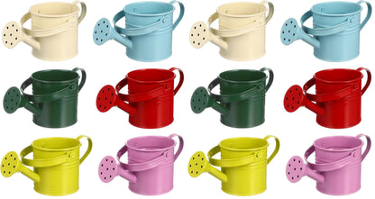 Kids Watering Can Metal Small Watering Can for Indoor Plants, Iron Mini Water Bottle for Garden Yarde Home Plants Flower Bonsai Pots (Red and Light, 2PCS)