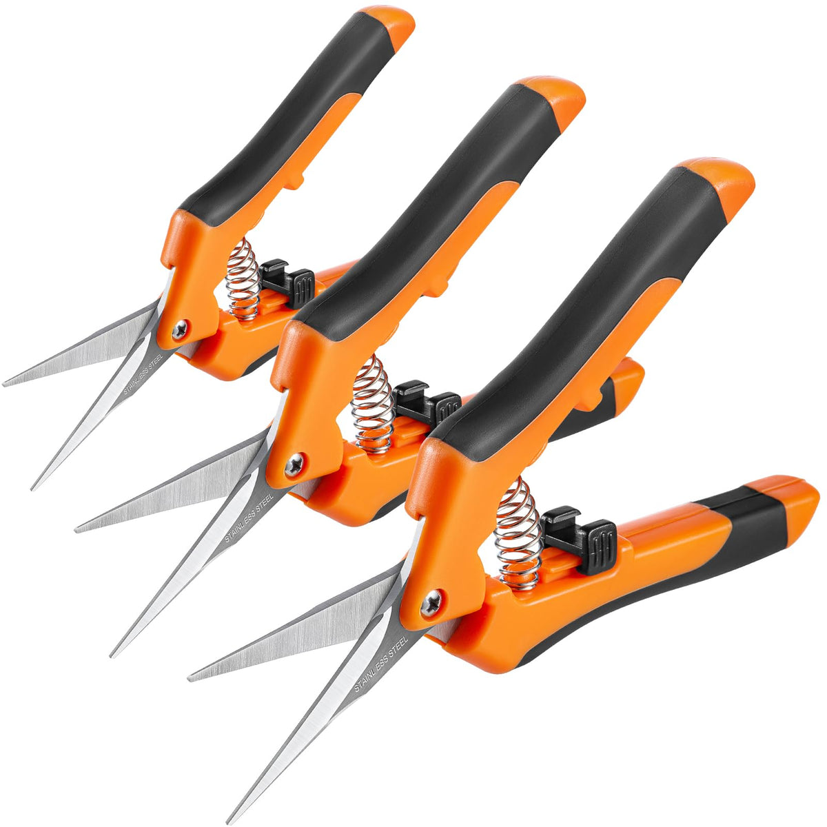 GROWNEER 3 Pack Garden Scissors kit Professional Garden Pruning Shears Stainless Steel Garden Shears Gardening Clippers Flower Plant Scissors Tools Arthritis Weak Hand Pruner Work 3 Times Easier
