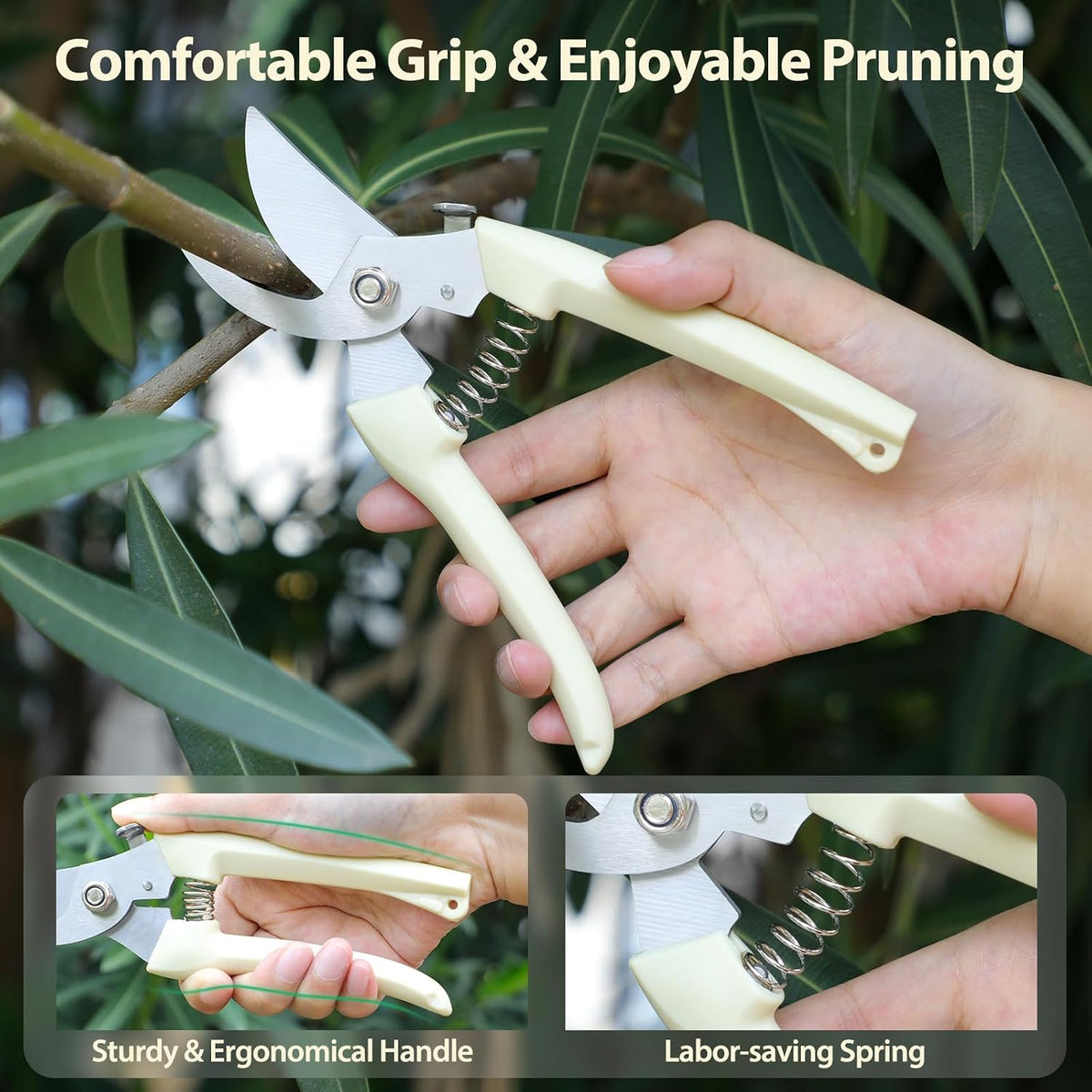 4PACK Pruning Shears, Stainless Steel Garden Shears, Sharp Handhled Gardening Scissors, Bypass & Straight Blade Garden Clippers for Plants, Flowers, Fruits Trees, Gardening Gifts for Women & Men