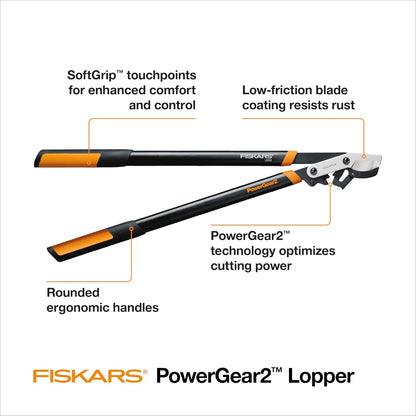 Fiskars 32” PowerGear2 Garden Bypass Loppers, 2" Cut Capacity Tree Trimmer