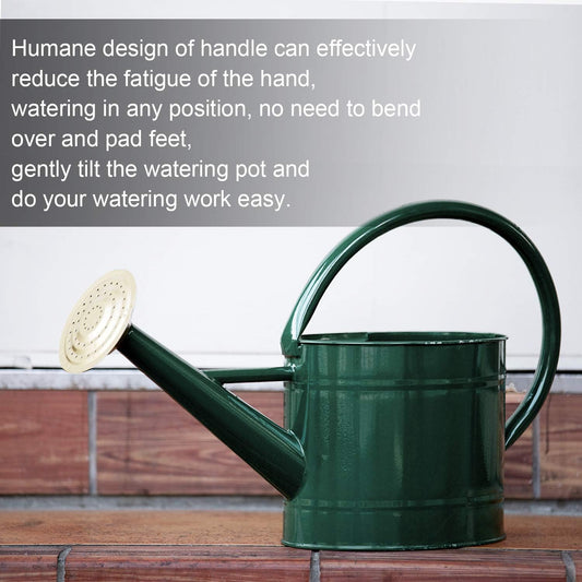 1.3 Gallon Jade Green Metal Watering Can, Removable Spout