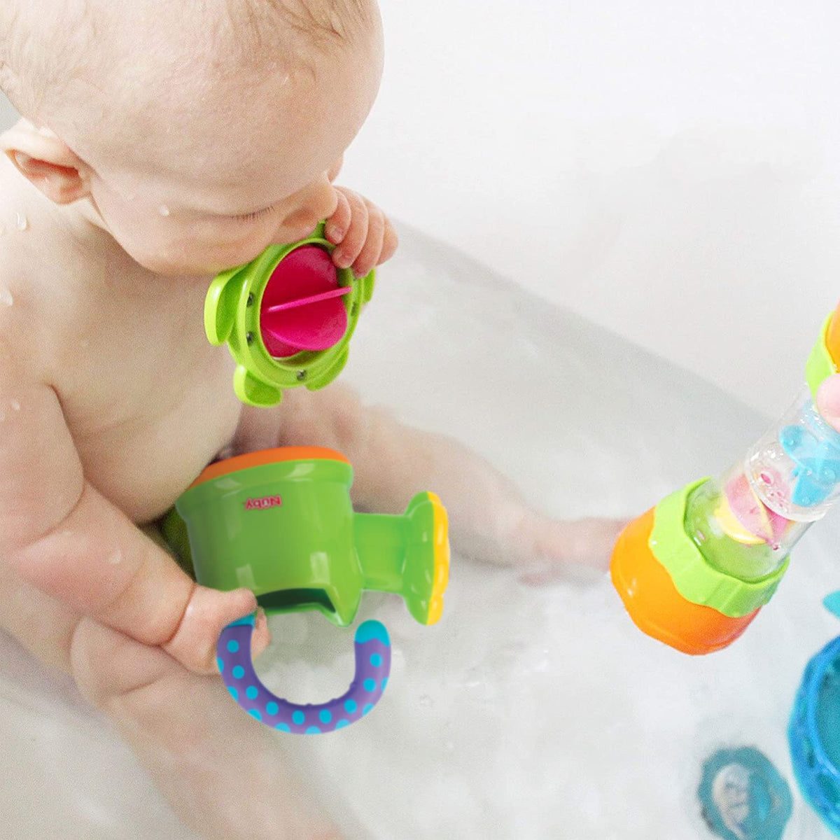 Nuby Watering Can Bath Toy for Babies, Interactive Toddler Bath Toy, 18M+