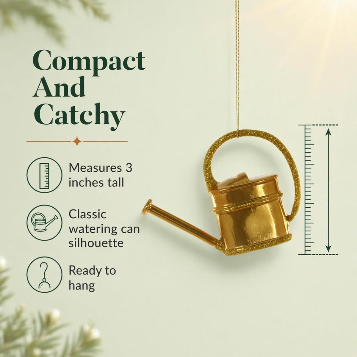 The Bridge Collection Glass English Watering Can Ornament - 3"