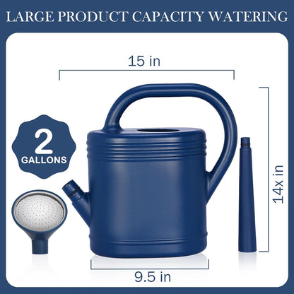 2 Gallon Watering Can for Indoor Plants, Garden Watering Cans for Outdoor Plant House Flower, Modern Plant Watering Can Large Long Spout with Sprinkler Head