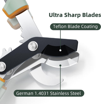 PrunePro® 3 Piece Garden Shears Set | 8" Pruning Shears 27" Lopper Extendable Hedge Shear Stainless Steel Ultra Sharp Teflon Coated Arthritis Friendly Effortlessly Prunes for Branches Bushes