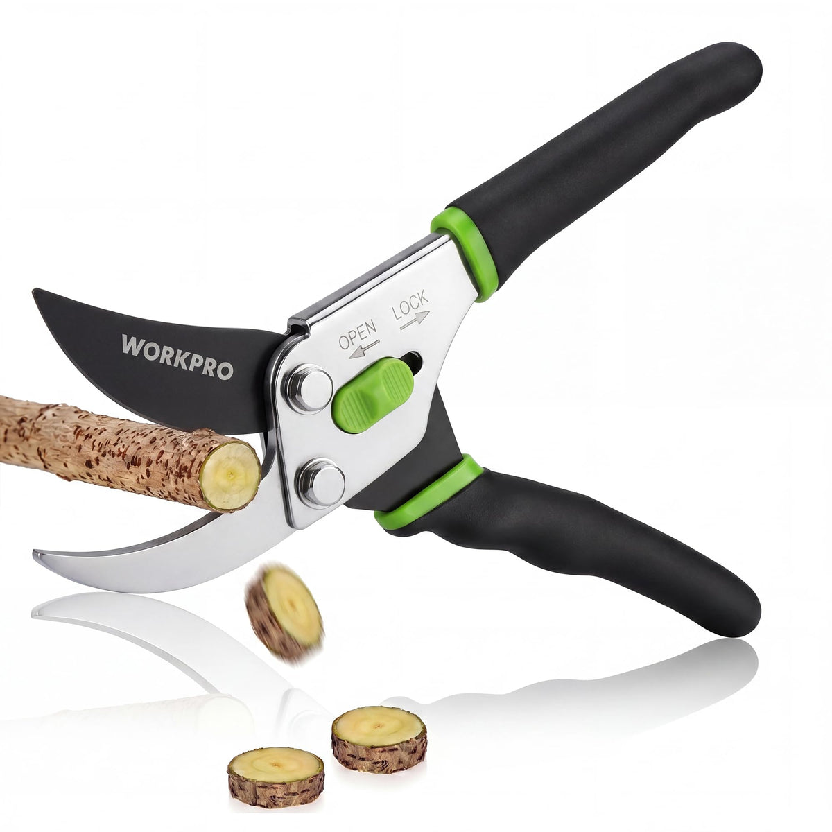 WORKPRO Pruning Shears, Garden Clippers with SK5 Steel Blades, 8" Bypass