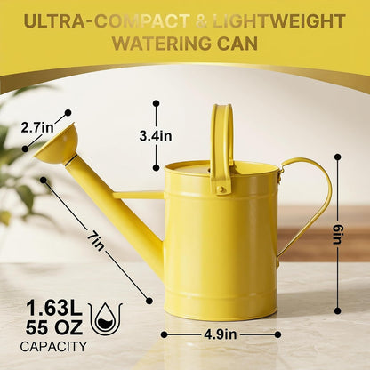 DUSVALLY Metal Watering Can, 55 oz Outdoor Plant Watering Can, Yellow