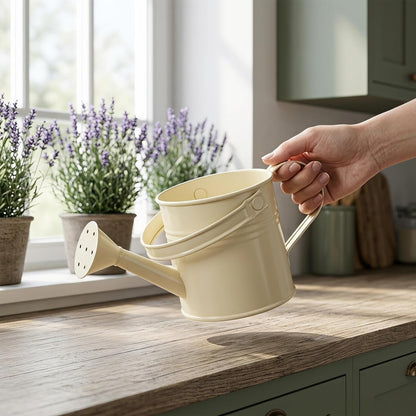 KALLORY 4Pcs Beige Metal Watering Can Set, Small Indoor Plant Watering Can