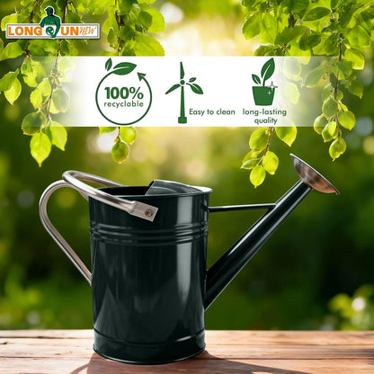 Galvanized Iron Watering Can for Indoor Plants, DIY Watering Cans for House Plant Garden Flower, Long Spout Water Can for Outdoor Watering Plants 6.44L 1.7Gallon (Dark Green)