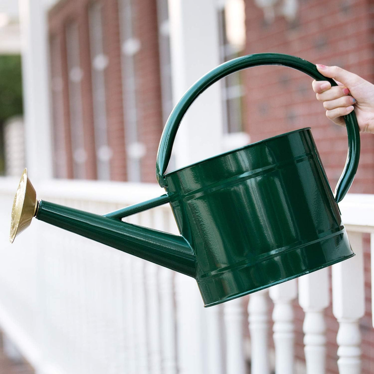 1.3 Gallon Jade Green Metal Watering Can, Removable Spout