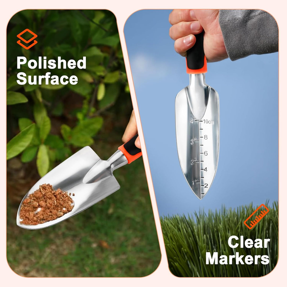 Garden Shovel Trowel Garden Tool Set, 2 Pack Wide Garden Trowel Hand Shovel