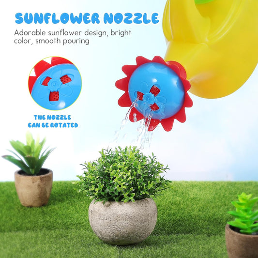 Toyvian 2pcs Kids Watering Cans for Plants, Plastic Small Flower Watering Cans, 7-inch Lightweight Mini Water Can for Outdoor Gardening, Summer Beach, and Bath Fun, Assorted Colors