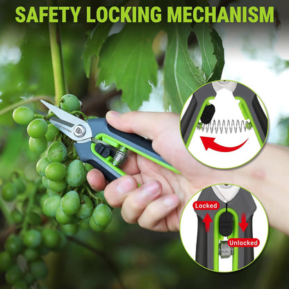 WORKPRO 8.5" CR-V Drop-Forged Bypass Pruning Shears & 6.25" Straight Shears