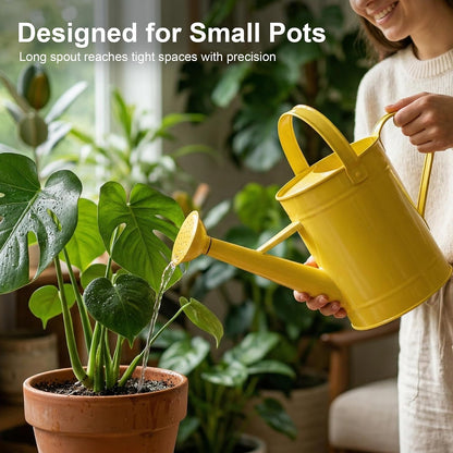 DUSVALLY Metal Watering Can, 55 oz Outdoor Plant Watering Can, Yellow