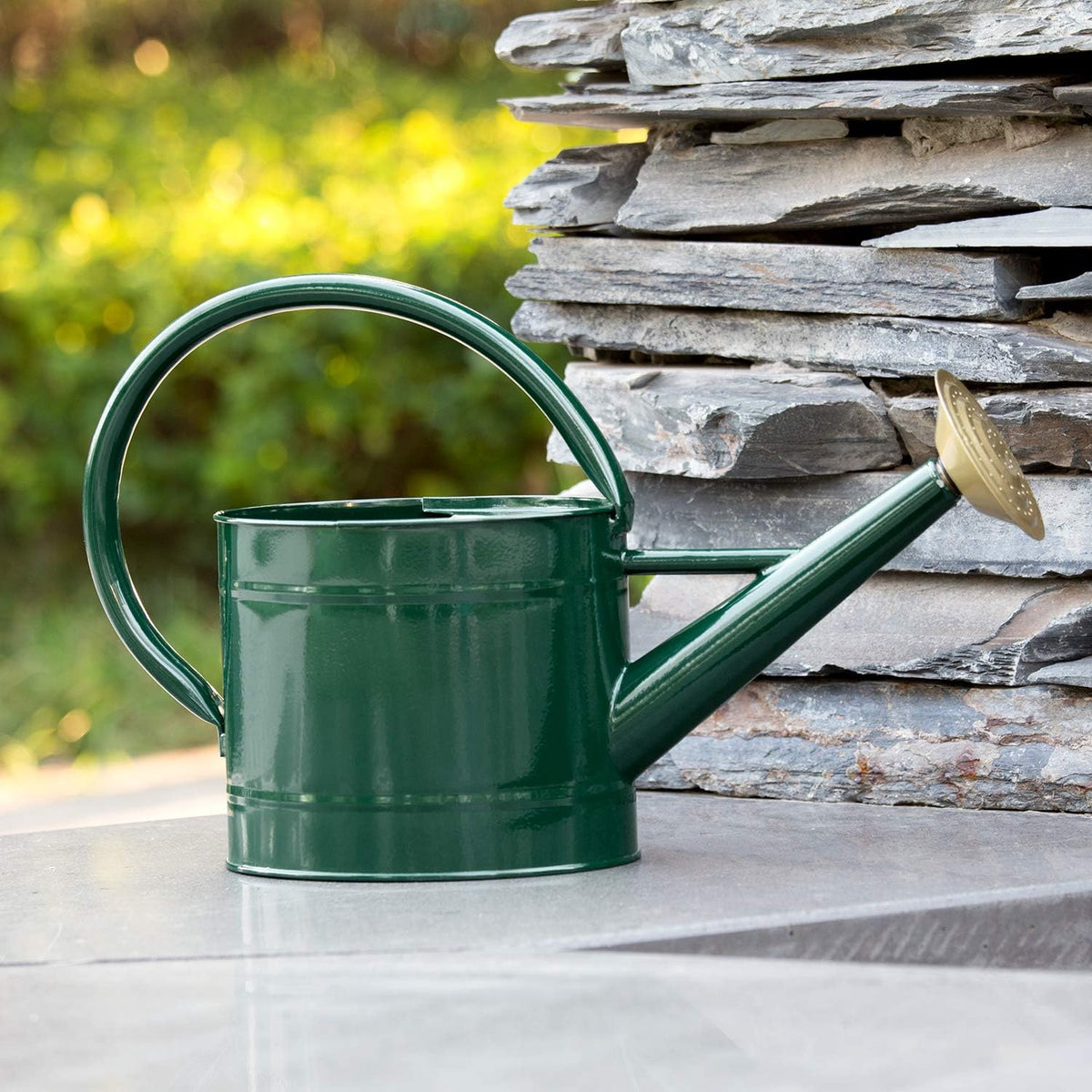 1.3 Gallon Jade Green Metal Watering Can, Removable Spout