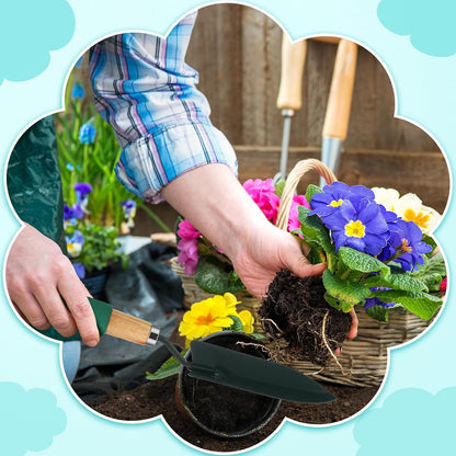Lasnten 12 Pcs Small Gardening Tool Shovel Digging Trowel Wood Handle 14 Inch Garden Flower Planting Tool for Community Lawn Farm Flower Seed Plant Planting Weeding Indoor Plant Care