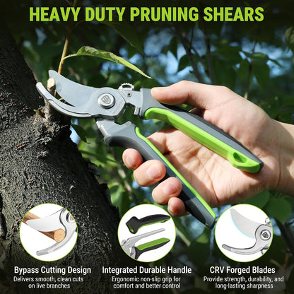 WORKPRO 8.5" CR-V Drop-Forged Bypass Pruning Shears & 6.25" Straight Shears