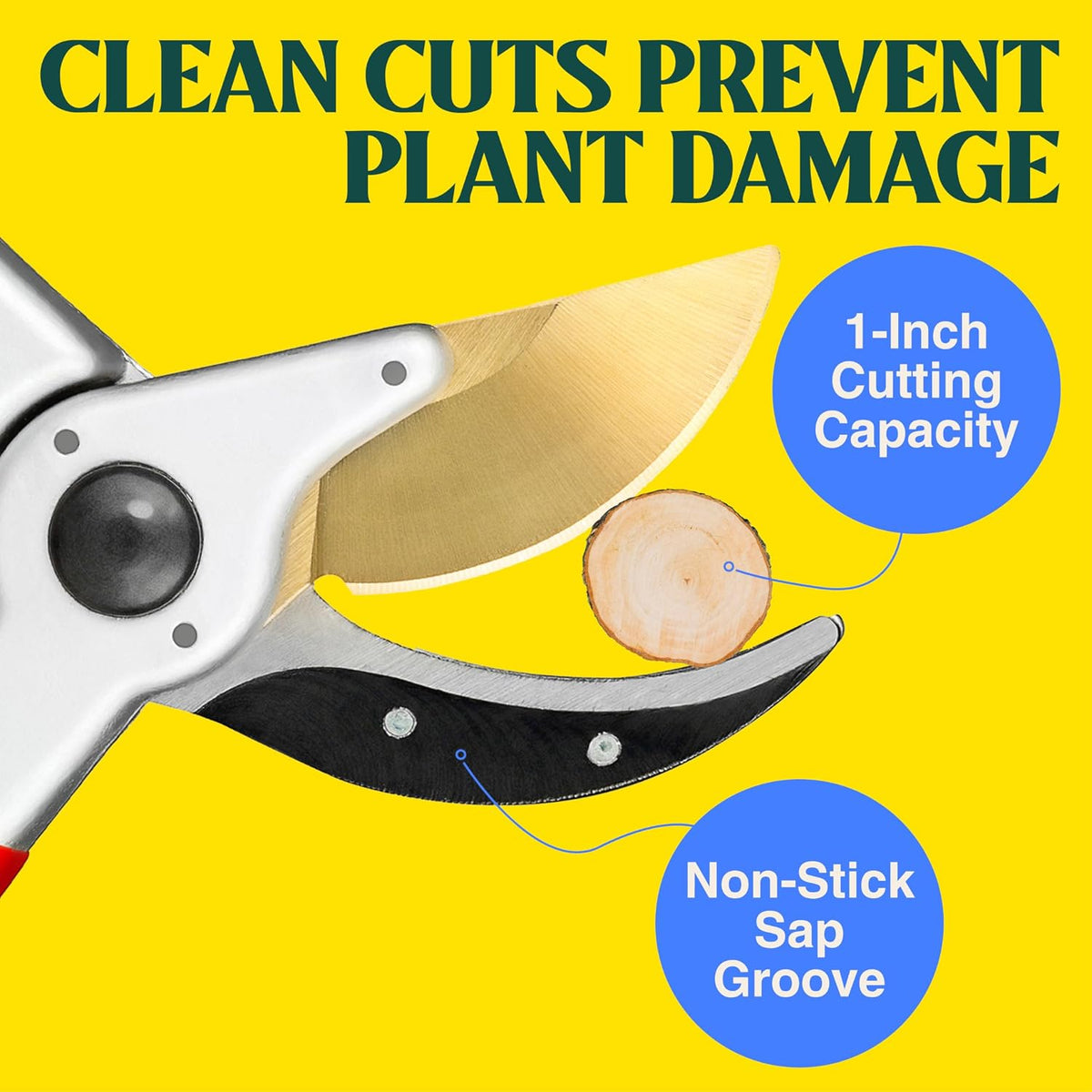 Haus & Garten EnduroPRO Ergonomic Bypass Pruners - Professional Titanium Garden Shears - Heavy Duty Hand Pruning Scissor, Tree Trimmer, Gardening Tool, Branch, Hedge, Rose, Shrub & Bush Clippers