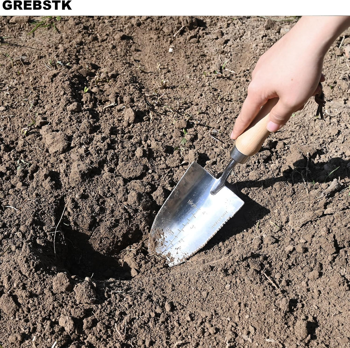 GREBSTK Gardening Serrated Shovels Stainless Steel Transplanter Garden Trowel Depth Marker Measurements Shovel Weeding Tool