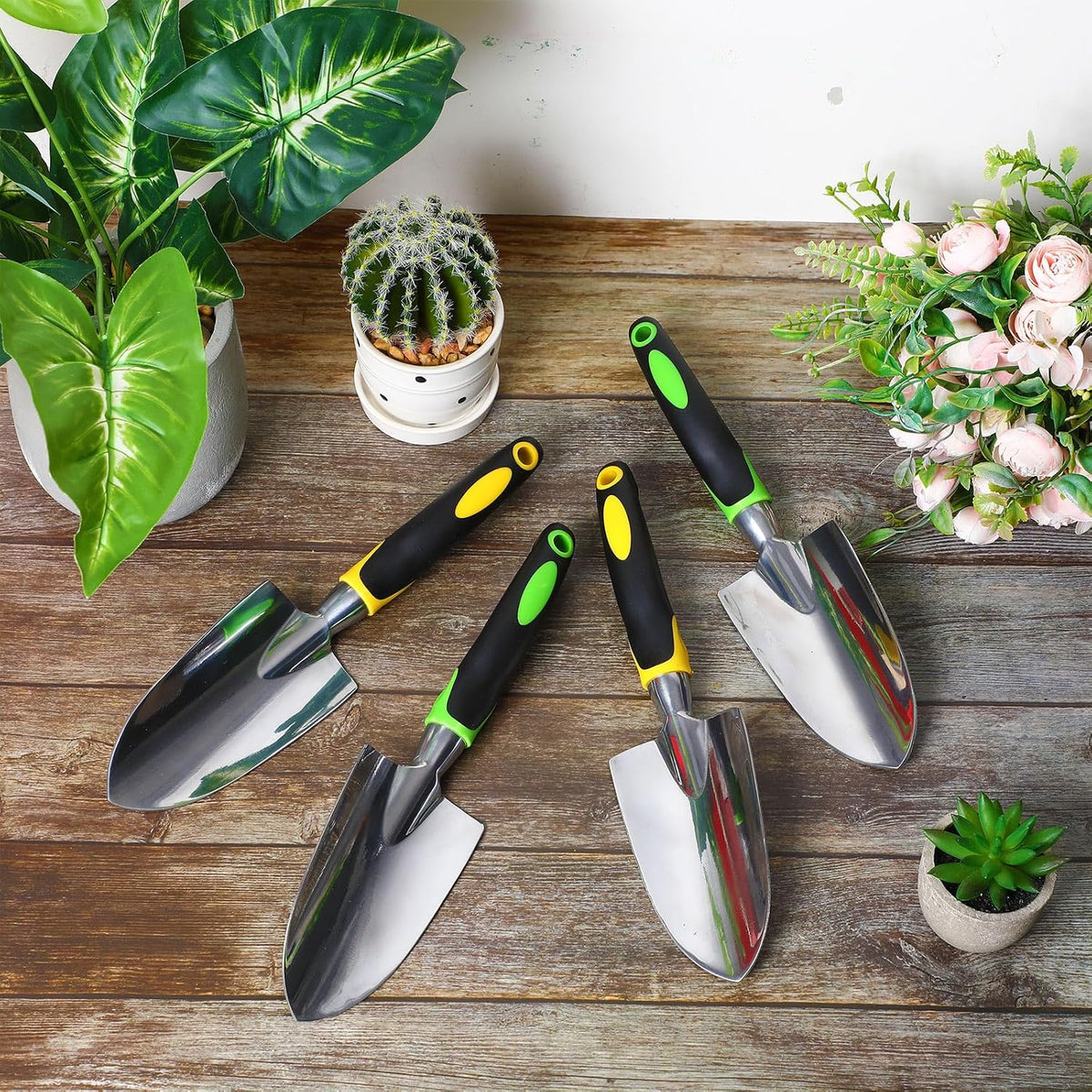 Product Image Yaocom Garden Shovel Aluminum Alloy Heavy Duty Trowel Garden Tool Small Shovels for Digging Metal Hand Trowel Spade with Soft TPR Handle for Lawn Yard Farm Home Shop Planting(12 Pcs)